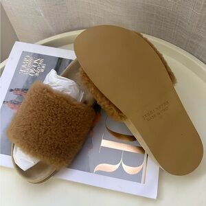 Jenni Kayne brown fur slides #shearling #luxury
